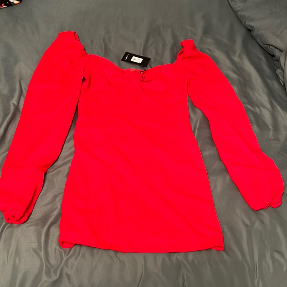 Red mini dress with sleeves